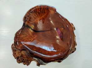 Wooden Fruit Bowl Hand Carved / Maple Burl Wood